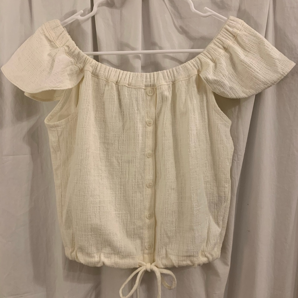 off the shoulder top with tie